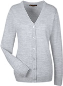 Harriton Ladies Pilbloc Cardigan Sweater GREY HEATHER Pocket