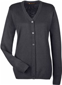 Harriton Ladies Pilbloc Cardigan Sweater BLACK Pocket