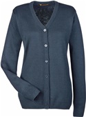 Harriton Ladies Pilbloc Cardigan Sweater DARK NAVY Pocket