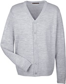 Harriton Mens Pilbloc Cardigan Sweater GREY HEATHER Pocket