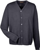 Harriton Mens Pilbloc Cardigan Sweater BLACK Pocket