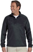 Harriton Mens 1/4-Zip Fleece Pullover BLACK Pocket