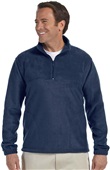 Harriton Mens 1/4-Zip Fleece Pullover NAVY Pocket