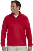 Harriton Mens 1/4-Zip Fleece Pullover RED Pocket