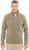 Devon & Jones Mens Bristol 1/4-Zip Sweater Jacket KHAKI HEATHER Pocket