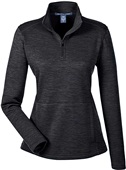 Devon & Jones Ladies Newbury Melange 1/4Zip Jacket BLACK HEATHER Pocket