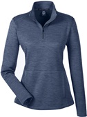 Devon & Jones Ladies Newbury Melange 1/4Zip Jacket NAVY HEATHER Pocket