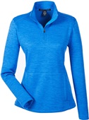 Devon & Jones Ladies Newbury Melange 1/4Zip Jacket FRENCH BLUE HEATHER Pocket
