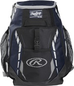 Rawlings Baseball/Softball Youth Players Backpack NAVY Front