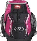 Rawlings Baseball/Softball Youth Players Backpack NEON PINK Front