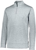 Adult 1/4 Zip Heathered Long Sleeve Pullover Warm-Up SILVER Pocket