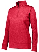 Womens Quarter-Zip, Tagless Pullover Fleece Jacket (Black,Coral,Forest,Navy,Red,Royal) RED Pocket