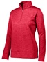 Womens Quarter-Zip, Tagless Pullover Fleece Jacket (Black,Coral,Forest,Navy,Red,Royal) RED Pocket