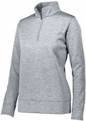 Womens Quarter-Zip, Tagless Pullover Fleece Jacket (Black,Coral,Forest,Navy,Red,Royal) SILVER Pocket