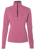 J America Ladies Omega Stretch 1/4 Zip Jacket FUCHSIA TRIBLEND Pocket