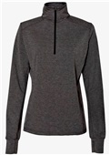 J America Ladies Omega Stretch 1/4 Zip Jacket BLACK TRIBLEND Pocket