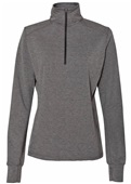J America Ladies Omega Stretch 1/4 Zip Jacket CHARCOAL TRIBLEND Pocket