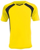 Epic Adult/Youth Madrid V-Neck Soccer Jersey SAFETY/OPTIC YELLOW/BLACK Front