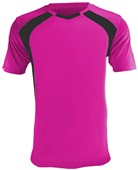 Epic Adult/Youth Madrid V-Neck Soccer Jersey HOT PINK/BLACK Front