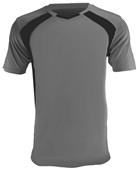 Epic Adult/Youth Madrid V-Neck Soccer Jersey CHARCOAL/BLACK Front