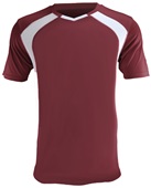 Epic Adult/Youth Madrid V-Neck Soccer Jersey MAROON/WHITE Front