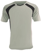 Epic Adult/Youth Madrid V-Neck Soccer Jersey SILVER/BLACK Front