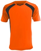 Epic Adult/Youth Madrid V-Neck Soccer Jersey ORANGE/BLACK Front