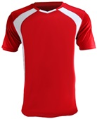 Epic Adult/Youth Madrid V-Neck Soccer Jersey SCARLET/WHITE Front