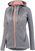 Augusta Ladies Zoe Tonal Heather Full Zip Hooded Jacket 5558 GRAPHITE/CORAL Pocket