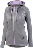 Augusta Ladies Zoe Tonal Heather Full Zip Hooded Jacket 5558 GRAPHITE/LIGHT LAVENDER Pocket
