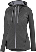 Augusta Ladies Zoe Tonal Heather Full Zip Hooded Jacket 5558 BLACK/GRAPHITE Pocket