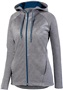 Womens Pocketed Full Zip Heatherd Hoodie GRAPHITE/NAVY Pocket