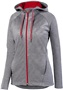Womens Pocketed Full Zip Heatherd Hoodie GRAPHITE/RED Pocket