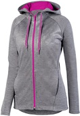 Womens Pocketed Full Zip Heatherd Hoodie GRAPHITE/POWER PINK Pocket