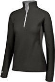 Womens Pocketed 1/2 Zip Microfleece Pullover (Black,Carbon,Navy,Royal,Red) BLACK Pocket