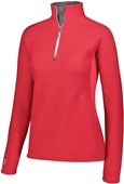 Womens Pocketed 1/2 Zip Microfleece Pullover (Black,Carbon,Navy,Royal,Red) SCARLET Pocket