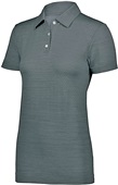 Womens 3-Button, Wicking Striated Polo Shirt GRAPHITE Pocket