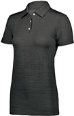 Womens 3-Button, Wicking Striated Polo Shirt BLACK Pocket