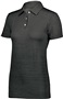 Womens 3-Button, Wicking Striated Polo Shirt BLACK Pocket
