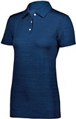 Womens 3-Button, Wicking Striated Polo Shirt NAVY Pocket