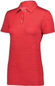 Womens 3-Button, Wicking Striated Polo Shirt SCARLET Pocket