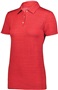 Womens 3-Button, Wicking Striated Polo Shirt SCARLET Pocket