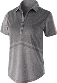 Womens Tonal Print, Tagless Heather Polo Shirt (Black,Graphite,Navy,Purple,Royal,Red) GRAPHITE HEATHER Pocket