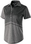 Womens Tonal Print, Tagless Heather Polo Shirt (Black,Graphite,Navy,Purple,Royal,Red) BLACK HEATHER Pocket
