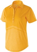 Womens Tonal Print, Tagless Heather Polo Shirt (Black,Graphite,Navy,Purple,Royal,Red) LIGHT GOLD HEATHER Pocket