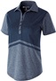 Womens Contoured Bottom, Tonal Print, Heathered Polo Shirt NAVY HEATHER Pocket