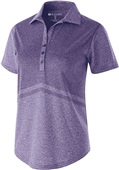 Womens Tonal Print, Tagless Heather Polo Shirt (Black,Graphite,Navy,Purple,Royal,Red) PURPLE HEATHER Pocket