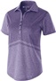 Womens Contoured Bottom, Tonal Print, Heathered Polo Shirt PURPLE HEATHER Pocket
