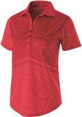 Womens Tonal Print, Tagless Heather Polo Shirt (Black,Graphite,Navy,Purple,Royal,Red) SCARLET HEATHER Pocket