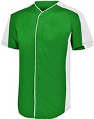 Augusta Adult/Youth Full-Button Baseball Jersey DARK GREEN/WHITE Pocket